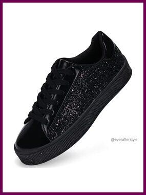 Women's Glitter Lace-Up Sneakers Sparkly Wedding Bridal Shoes